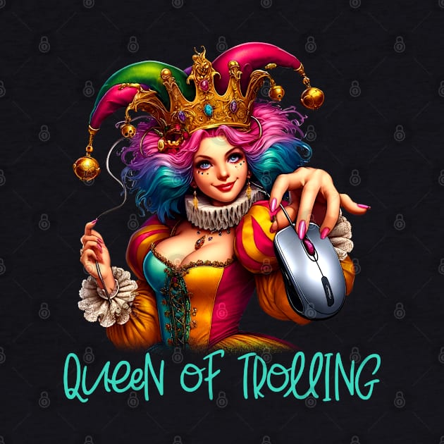 The Queen of Trolling - Whimsical Jester Crown & Computer Mouse Tee by JJDezigns